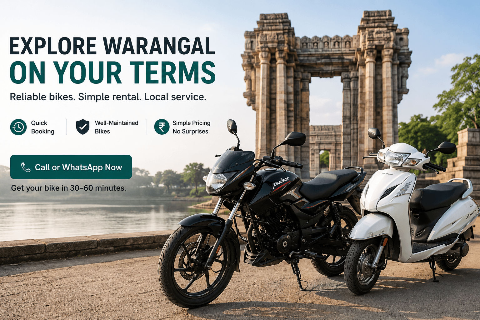 Bikes available for rent in Warangal — Garuda Bike Rentals